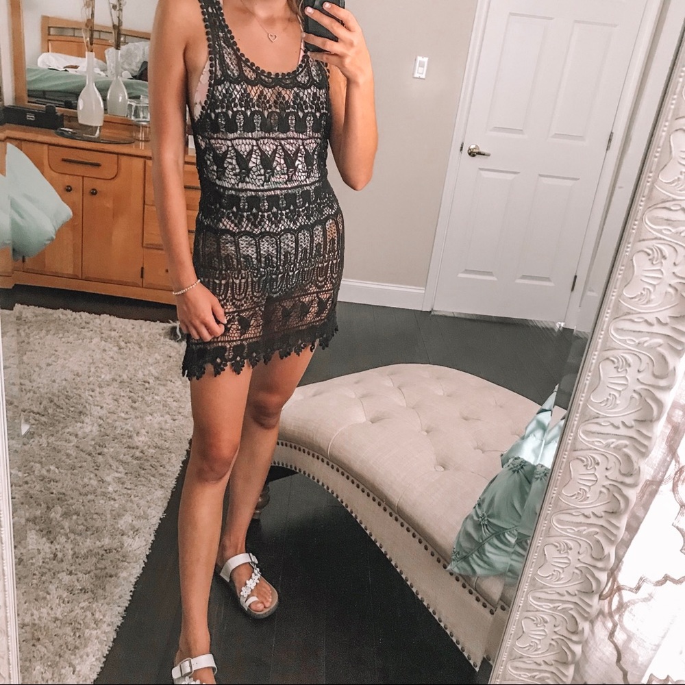 Forever 21 Black Crochet Cover-up